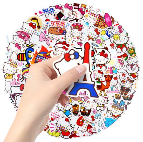 100 Stück hello kitty Sticker hello kitty Sticker hello kitty Aufkleber Pack Deko für Auto Laptop Skateboard Fahrrad Moped Motorrad, Geeignet für Erwachsene Kinder