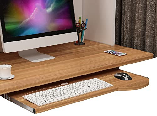 Adjustable Wood Keyboard Tray Desk Extension with Mouse Shelf Drawer High Support 4 Color Options