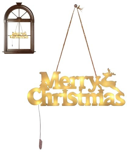 Cartello illuminato con scritta Merry Christmas, cartello natalizio illuminato, luci a LED a batteria per decorazioni natalizie, decorazioni per albero di Natale, accessori da appendere