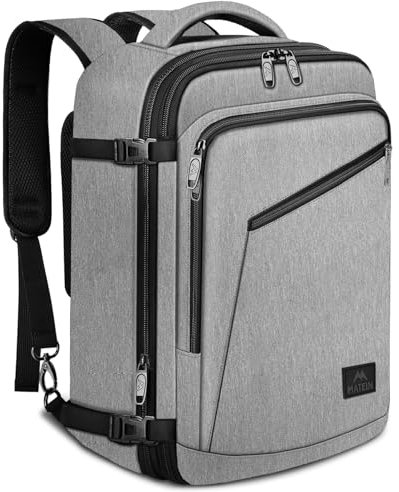 MATEIN Reiserucksack 30L für Eurowings, Handgepäck Flugzeug Reiserucksack Männer und Frauen Teenager College Carry on Daypack Herren und Damen für Wizz Air Vueling für Kurzreisen Geschäftsreisen, Grau