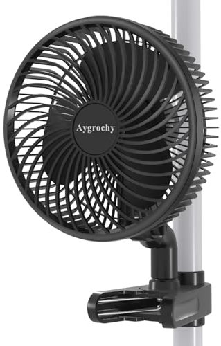 Aygrochy Ventilateur de culture 10 W avec clip, moteurs EC à 10 vitesses, indice de protection IP44, à clipser pour tente, non oscillant(oscillant manuelle)