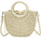 LATRAT Sac à main en paille d'été pour femme - Sac tissé à la main - Poignée supérieure - Sac à main en paille - Bandoulière amovible - Pochette - Sac de plage d'été - Sac à bandoulière tressé -