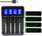 18650 Battery Charger with 4 Pack Ni-MH 3.7V 3500mAh Flat Top Rechargeable Battery, 4 Bay LCD Display Smart Universal USB Dual Battery Chargers for 18650 18500 21700 26650 14500 16340 Batteries, Boxed