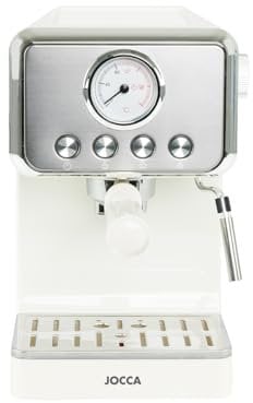 Jocca - Cafetera Espresso Retro | 15 Bar de Presión | Depósito de Agua Extraíble 1,7L | Filtro para 1-2 Tazas (40/80ml) | Bandeja de Goteo Extraíble | Protección contra Sobrecalentamiento | 1400W