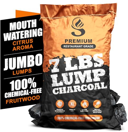 Jumbo Lump Grillkohle – natürliche, handverlesene große Stücke – staubfreie Verpackung und Aufbewahrung – USA BBQ und Räuchern – hochwertige Grillkohlen in Restaurantqualität (3,2 kg)