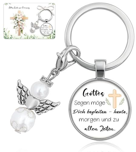 Happirra Schlüsselanhänger Firmung Geschenk, Christliches Geschenke zur Firmung, Schutzengel Schlüsselanhänger Firmung Geschenke Jungen Mädchen