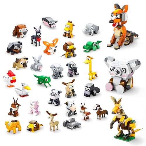 Mitgebsel Kindergeburtstag Gastgeschenke, 30 Pack Mini Bausteine Tiere Konstruktionsspielzeug, 10 in 1 Tier Bausets für Klassenpreise, Geburtstagsfeiern, Party-Mitgebsel, Rückgabe-Geschenke (Tiere)