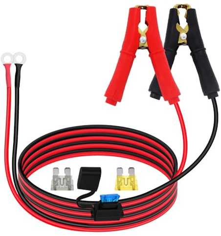 YINGAYOU Pince Crocodile Batterie 12V 24V avec Fusible Rallonge Pince Crocodile avec Joint Torique 6 mm 14AWG 20A pour Motos, Voitures, Camions, Bateaux (3 m)