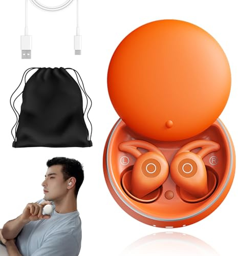 Novonell Snooze Pods Pro, Schlafkopfhörer Schlafkopfhörer Bluetooth mit Anc, Anti-Schnarch-Kopfhörer für Seitenschläfer (Orange)