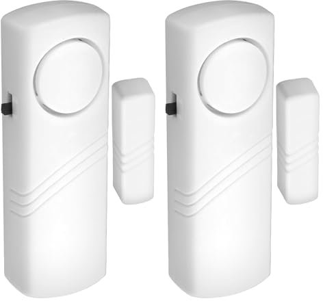Magnetic Door Window Alarm Sensor,2 Pack Loud 95 dB Security Wireless Sensors Burglar Alarm System for House Garage Vibration Entry Warning Detector for Kid Safety Home Office Hotel Shop Garage