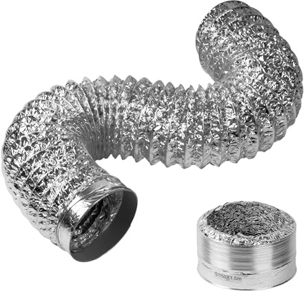 CIARRA CBAL150 Ø 150 mm Abluftschlauch Alurohr Flexible Rohr Länge 1,5 M | Alu Flex-Schlauch Hitzebeständiger Alurohr für CIARRA Dunstabzugshaube