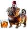 Gvblkq Botellas de vidrio de whisky, dispensador de botellas de whisky de pug | Suministros dispensadores de licor transparente para whisky, vodka, cerveza, bebidas, brandy