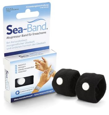 SEA-BAND Akupressurband für Erwachsene (Original), 2 Stück, black – Natürliche Linderung bei Reisekrankheit & Übelkeit – Medikamentenfreie Lösung für Reisen-, Migräne- und andere Arten von Übelkeit