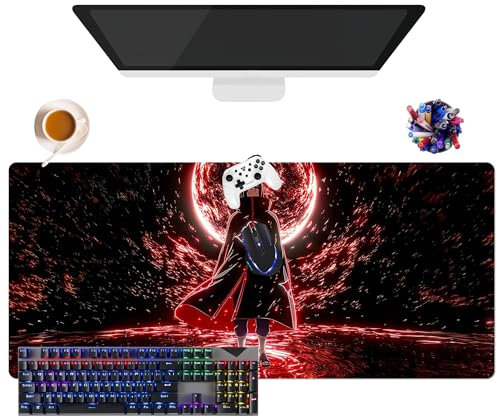 CSYJYMCFX Tapis de Souris Anime Itachi | Tapis de Souris Lavable Géant XL (35.4 × 15.7 × 0.12) | Prise Antidérapante + Bordures Renforcées | Surface Durable pour Jeux, Bureau et Maison