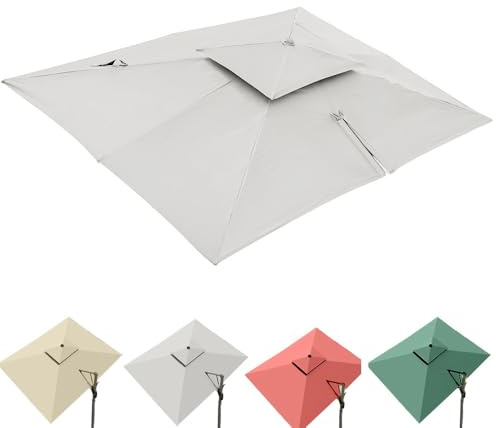 Telo di ricambio per ombrellone rettangolare 10' x 13', 8 stecche, telo di ricambio per ombrellone da piscina a sbalzo, grande telo di copertura per ombrellone da giardino e patio, anti-UV (beige, 3x4