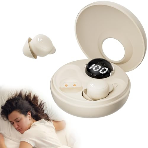 sunvito Cuffie per Dormire, Mini Auricolari Wireless Bluetooth 5.3 Auricolari per Dormire, Auricolari Nascosti con Display di Alimentazione per Esercizio, Lavoro, Escursionismo (Bianco)