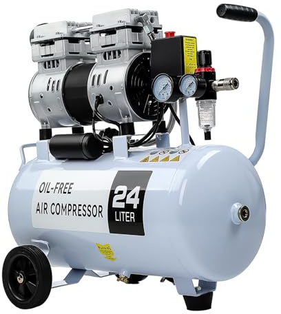 GEARPASS 24 Litre Air Compressor, 116 PSI, Oil Free, 1100W, 230V Direct Drive, 220 L/min, Air Compressor Ideal for DIY, Workshop, 2 Year Warranty, White