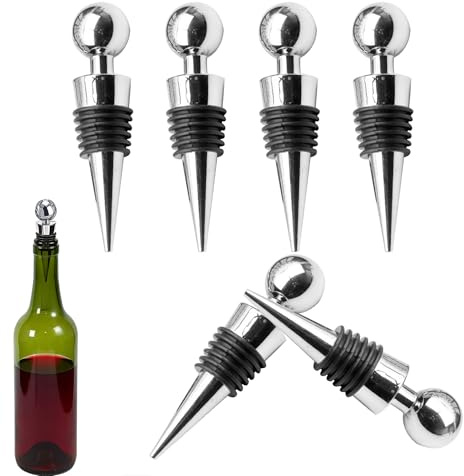6PCS Wine Bottle Stoppers, Bottle Saver Sealer Wine Corks, Round | Bottle Topper Reusable Champagne Stop for Wine Champagne Prosecco Beer Spirits Collection