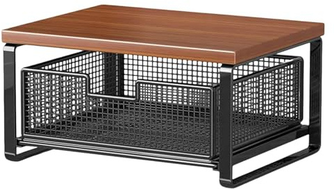 Druckerständer mit Aufbewahrung – Schreibtisch-Organizer mit 2 Ebenen, platzsparend, Schreibtisch-Druckerregal mit Aufbewahrung, vielseitiger Ständer für die Küchenarbeitsplatte zu Hause, im Öko