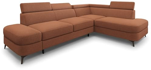 Masseno Ecksofa AVISE Q R-S mit Schlaffunktion L-Form, Klassisch Sofa mit Bettkasten, Wohnzimmersofa, Couch, Soffa, Bettsofa, Couchgarnitur - Orange, Quelle 54