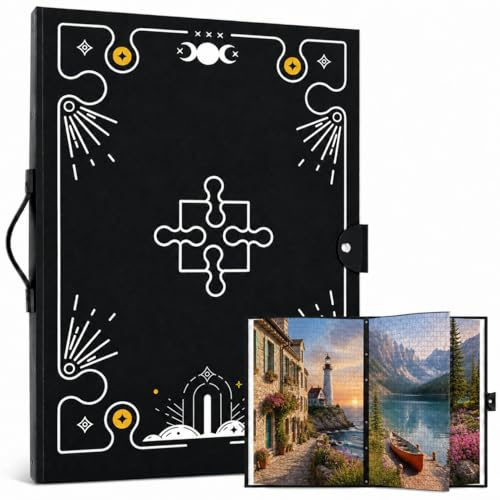 TucgoElite Puzzle Storage Folder for 1000 Jigsaws, Large Capacity Puzzle Storage, Dustproof Protective Jigsaw Accessory, 26 Pockets, 28.94 × 21.46 Inches, Black