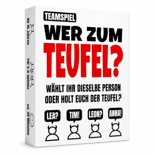 Wer zum Teufel? - Ordnet euch gegenseitig zu! | Partyspiel für Erwachsene | 3-6 Spieler ab 16 | 272 Fragen | Lustiges Spiel | Kooperatives Kartenspiel & Gesellschaftsspiel