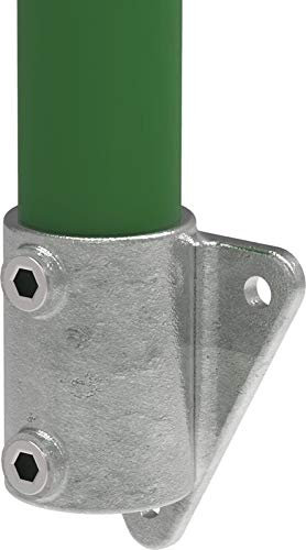 Fenau | Wandhalterung/Deckenhalterung, 90° Dreieck, Ø 42,4 mm, Temperguss galvanisiert, feuerverzinkt, inkl. Schrauben, Wand-Flansch, Dreieck-Flansch