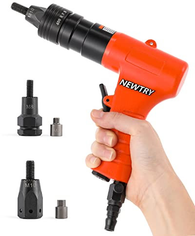 NEWTRY Blindniet-Pistole Pneumatisches Nietwerkzeug Nietzange Riveter 1/4 (LX-804 mit M8, M10 Kopf)