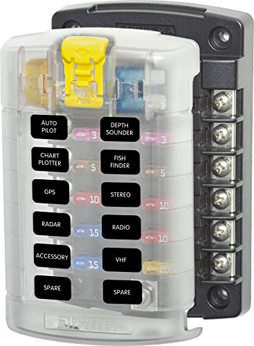 AMRB-5029 Blue Sea ST Flachsicherungsblock mit Abdeckung, 12 Schaltungen