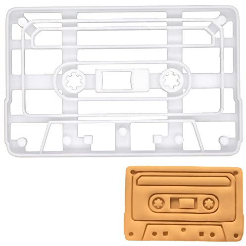 BAKERLOGY Cassette Tape Cookie Cutter - Detailed Biscuit Cutter Design for Baking and Crafts, Ideal on Fondant, Dough, Clay