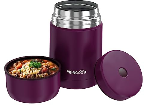 Bocal alimentaire pour aliments chauds, 765,4 g - Isotherme sous vide en acier inoxydable - Large ouverture - Bouteille à soupe pour aliments chauds - Bocal anti-fuite pour l'école, le bureau, les