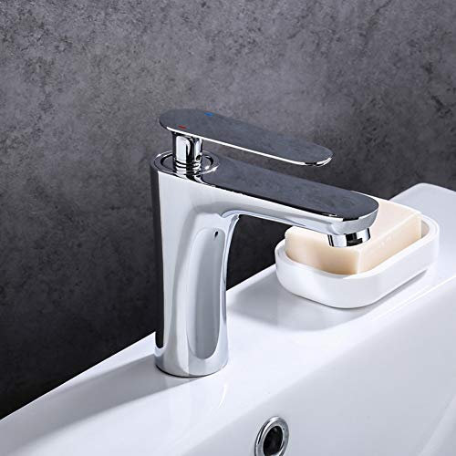 YHSGY Waschtischarmaturen Kupfer Becken Warmes Und Kaltes Wasser Wasserhahn Weiß Schwarz Lack Bad Waschbecken Einlochmontage Mischventil Wasserhahn