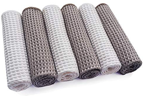 HRainbow Paños Microfibra de Cocina Bayeta Microfibra de Limpieza Multiusos para el Hogar Cocina Baño Oficina Coche Moto,3 Blanco+3 Gris,30x30 cm