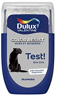 Dulux Valentine Peinture Color Resist - Murs et Boiseries - Mat - Testeur Couleur Gris Chic 30 ml