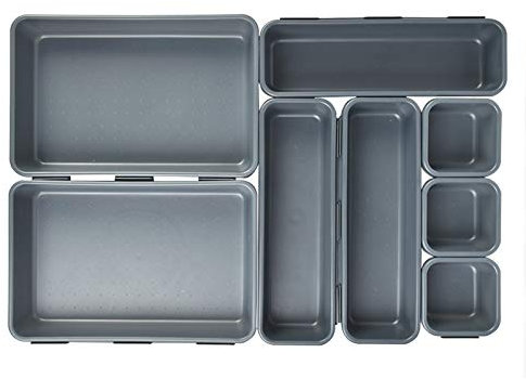 TIMESETL Schubladen Organizer Büro 8er Schubladen Organizer Ordnungssystem Schreibtisch Organizer Schubladen Organizer Schreibtisch Aufbewahrung Schublade Ordnungsboxen Schubladen, 3 Größen