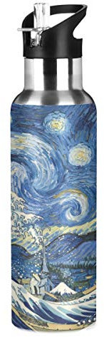 JUMBEAR Water Bottle Acuum Insulated Stainless Steel Leakproof Wide Mouth Kettle with Straw Lid for Fitness Gym Outdoor Sports