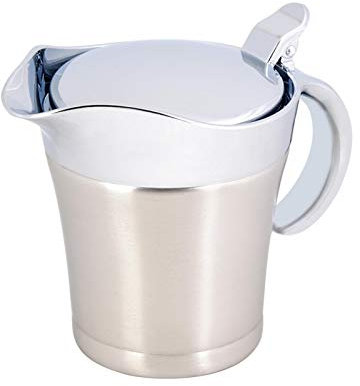 Jarra Quita de Grasa con Tapa para Recipiente de Acero Inoxidable 304 para Salsera con Doble Aislamiento para Salsa, de Tomate, Mostaza, Crema, Aderezo para Ensaladas (S, 450 ml)