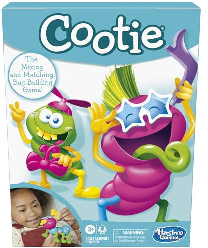 Hasbro Gaming Cootie - Juego de construcción de insectos para mezclar y combinar | 2-4 jugadores | Juegos de mesa fáciles de preescolar | Regalos de regreso a la escuela para niños | A partir de 3