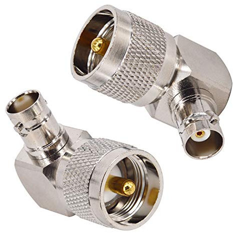 Boobrie 2 * PL259 UHF Maschio a BNC Femmina Adattatore Coassiale RF ad Angolo Retto Adattatore da UHF a BNC da 90 Gradi per Antenne, Dispositivi LAN wireless, Antenna esterna per Radio Wi-Fi