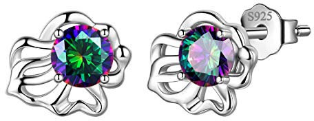 Aurora Tears Leo Stud Ohrringe 925 Sterling Silber 12 Sternzeichen Sternbild Horoskop mit mystischen Regenbogen Topas Schmuck für Frauen und Mädchen DE0245Z