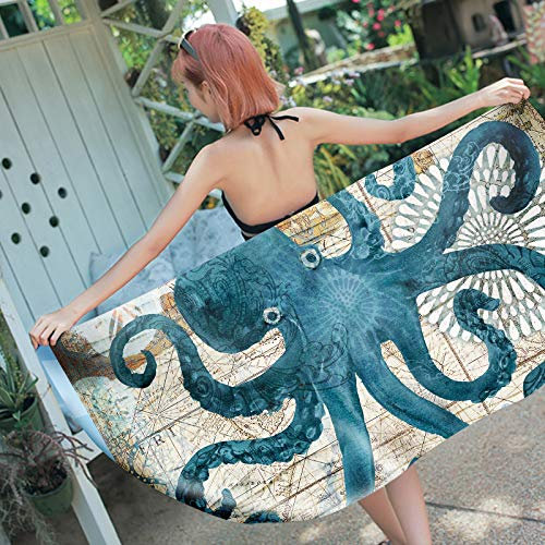 Strandtücher Badetuch Schnelltrocknende Wasseraufnahme Extra Mikrofaser XL XXL, 3D Meeresschildkrötenwal Hippocampus Octopus Motiv Handtuch Kinder Junge Erwachsene Männer Decke (A2,150x200 cm)