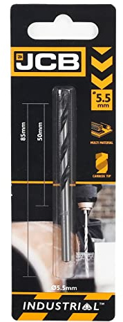 JCB 5.5 x 85mm Multi Purpose Drill Bit - Precision Ground Flutes, 135 Degree Tip Angle - Exceptional Durability Carbon Steel - 3 Year Warranty