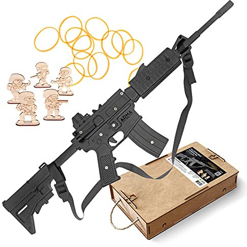Arma Toys Colt M4 Gummibandgewehr 100% aus Holz Spielzeug für Kinder und Erwachsene, Schwarz, 661 x 214 x 45 mm, (AT501)