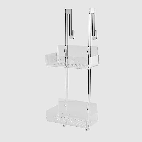 IKONA, Porta Shampoo/Porta Oggetti per Vetro Doccia in Plexiglass sp. 8 mm, Intallazione Facile Ad Incastro, Senza Viti a Vista, L. 26 x P. 12 x H. 64 cm, Capienza max. di 7Kg, Made in Italy