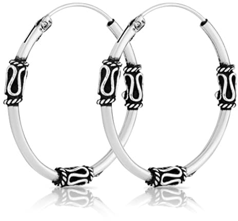 NKlaus Paar Bali Creolen 25mm aus 925 Sterling Silber Mittelalter Gothic Ohrringe 1789