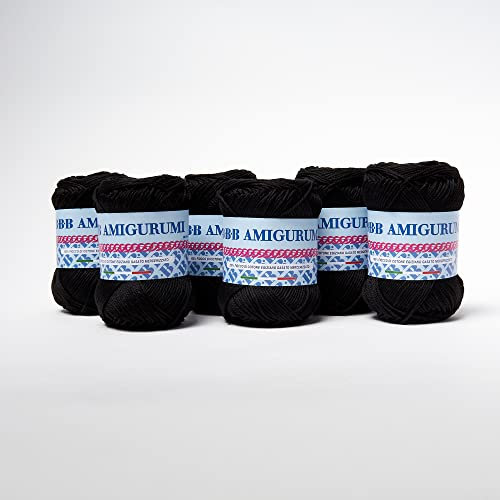 B.B.B. Filati - Amigurumi - Gomitolo filato puro cotone morbidissimo adatto per creare bambole e pupazzi lavabile in lavatrice per Ferri/Uncinetto: 3-4 Nero 196 6pz 300 gr