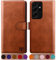 SUANPOT for Samsung Galaxy S21 Ultra case with [Credit Card Holder][RFID Blocking],PU Leather Flip Book Protective Cover Women Men for Samsung S21 Ultra Phone case Light brown