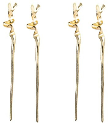 4 Pièces Élégant Alliage Tordu Corne Chignon Antique Cheveux Raides Rétro Métal Costume Accessoires Branche Femmes Vintage Épingle à Cheveux Bâtons de Style