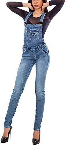Toocool Salopette jeans donna overall tuta intera jumpsuit pantaloni XM-987 [S,CY-37 blu]
