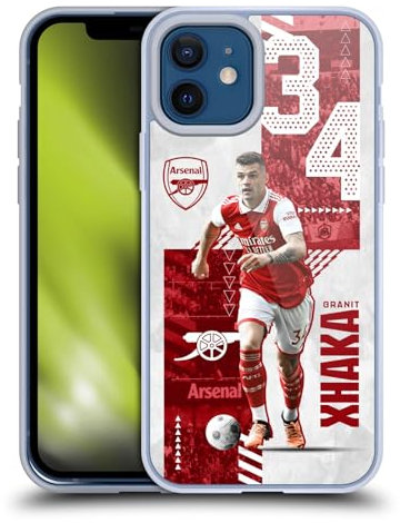 Head Case Designs Licenciado Oficialmente Arsenal FC Granit Xhaka 2022/23 Primer Equipo Caso Funda de Gel Suave Compatible con Apple iPhone 12 / iPhone 12 Pro